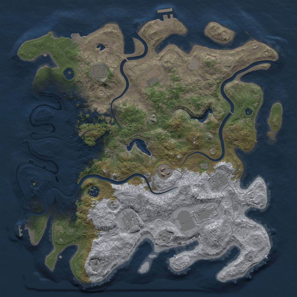 Rust Map: Procedural Map, Size: 4000, Seed: 548766471, 14 Monuments