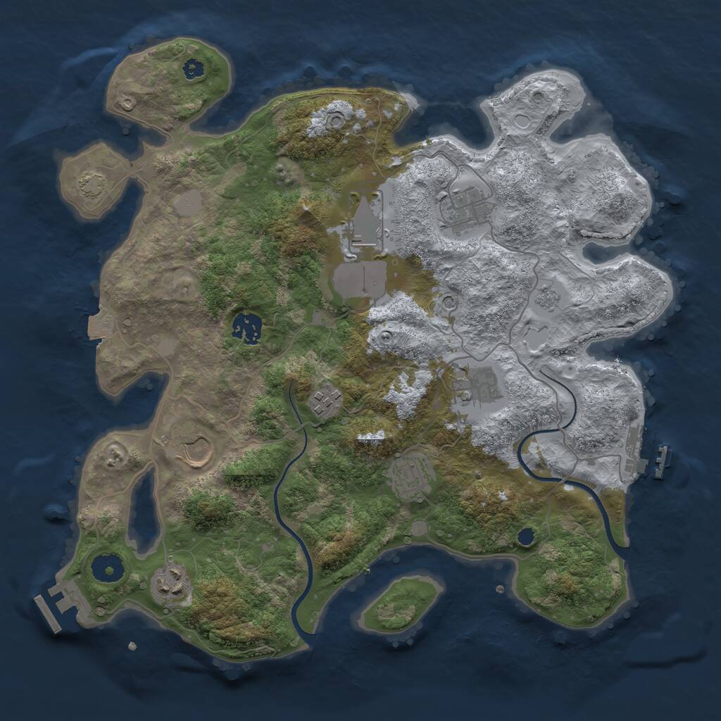 Rust Map: Procedural Map, Size: 3500, Seed: 64166394, 14 Monuments