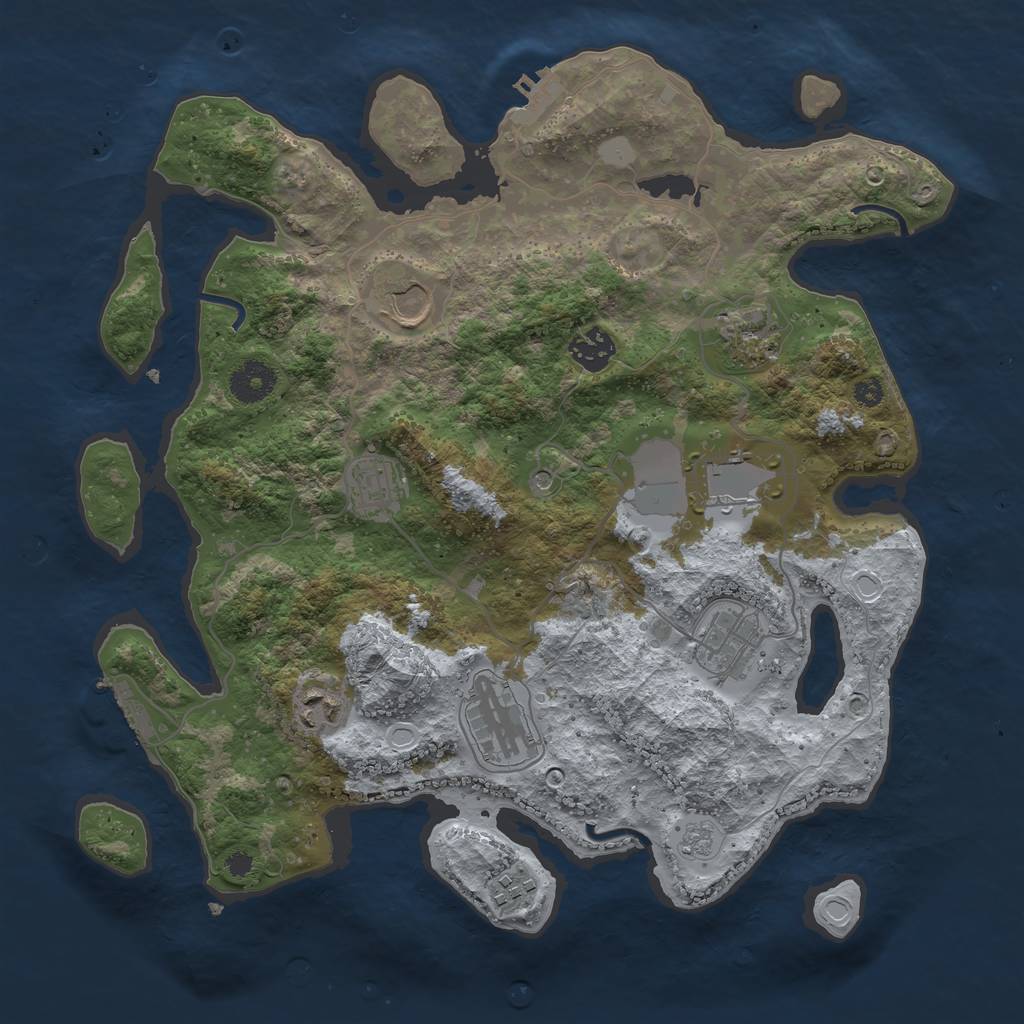 Rust Map: Procedural Map, Size: 3550, Seed: 84534646, 16 Monuments