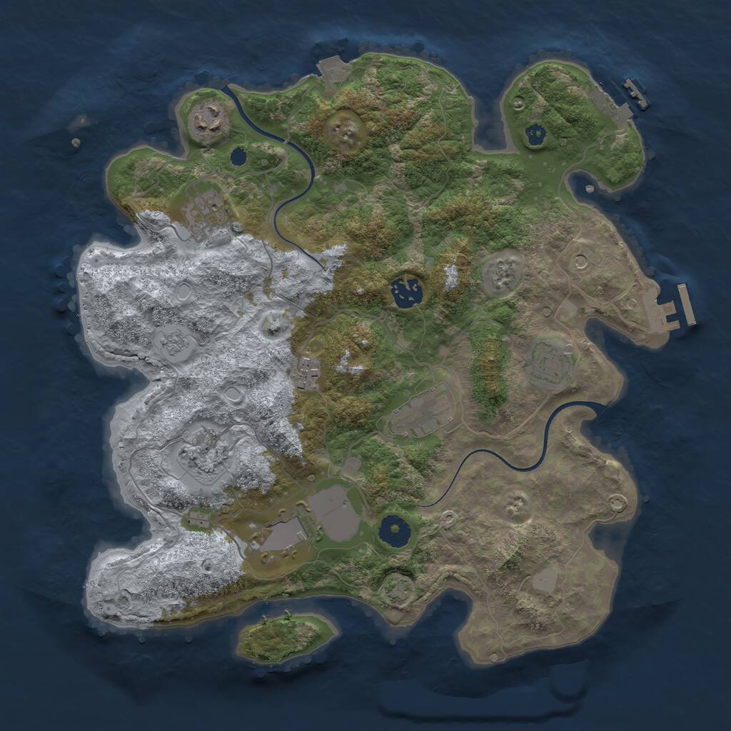Rust Map: Procedural Map, Size: 3500, Seed: 112844081, 14 Monuments