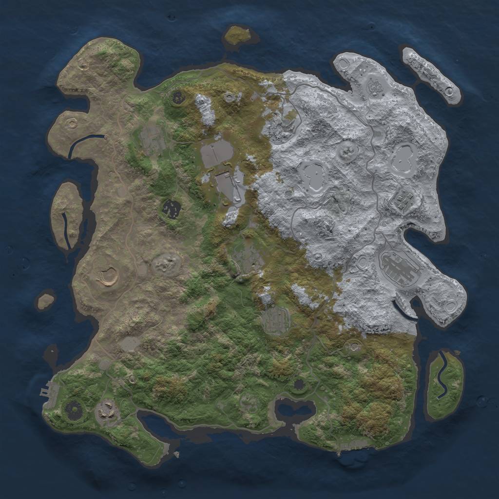 Rust Map: Procedural Map, Size: 4000, Seed: 125543233, 17 Monuments