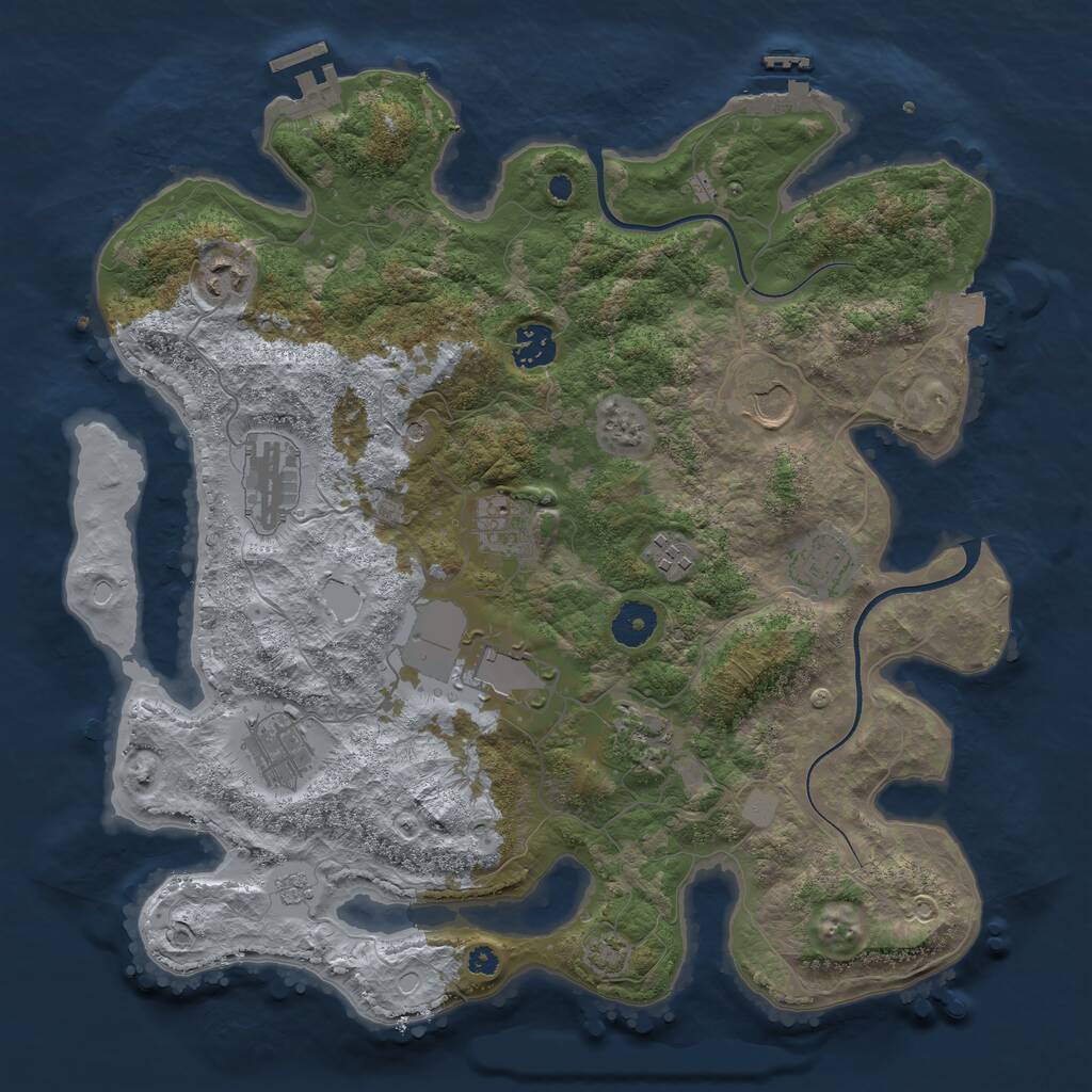 Rust Map: Procedural Map, Size: 3700, Seed: 20211007, 16 Monuments