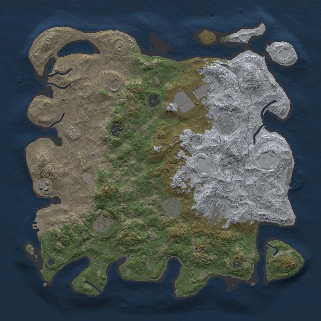Rust Map: Procedural Map, Size: 4000, Seed: 1231354, 16 Monuments