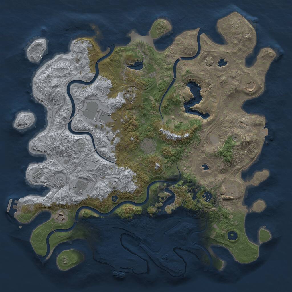 Rust Map: Procedural Map, Size: 4500, Seed: 1945907543, 15 Monuments