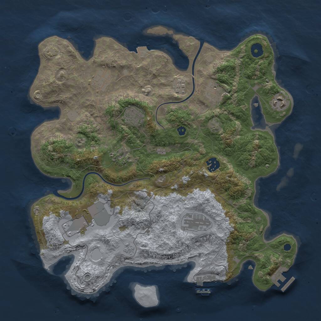 Rust Map: Procedural Map, Size: 3600, Seed: 1846666774, 15 Monuments