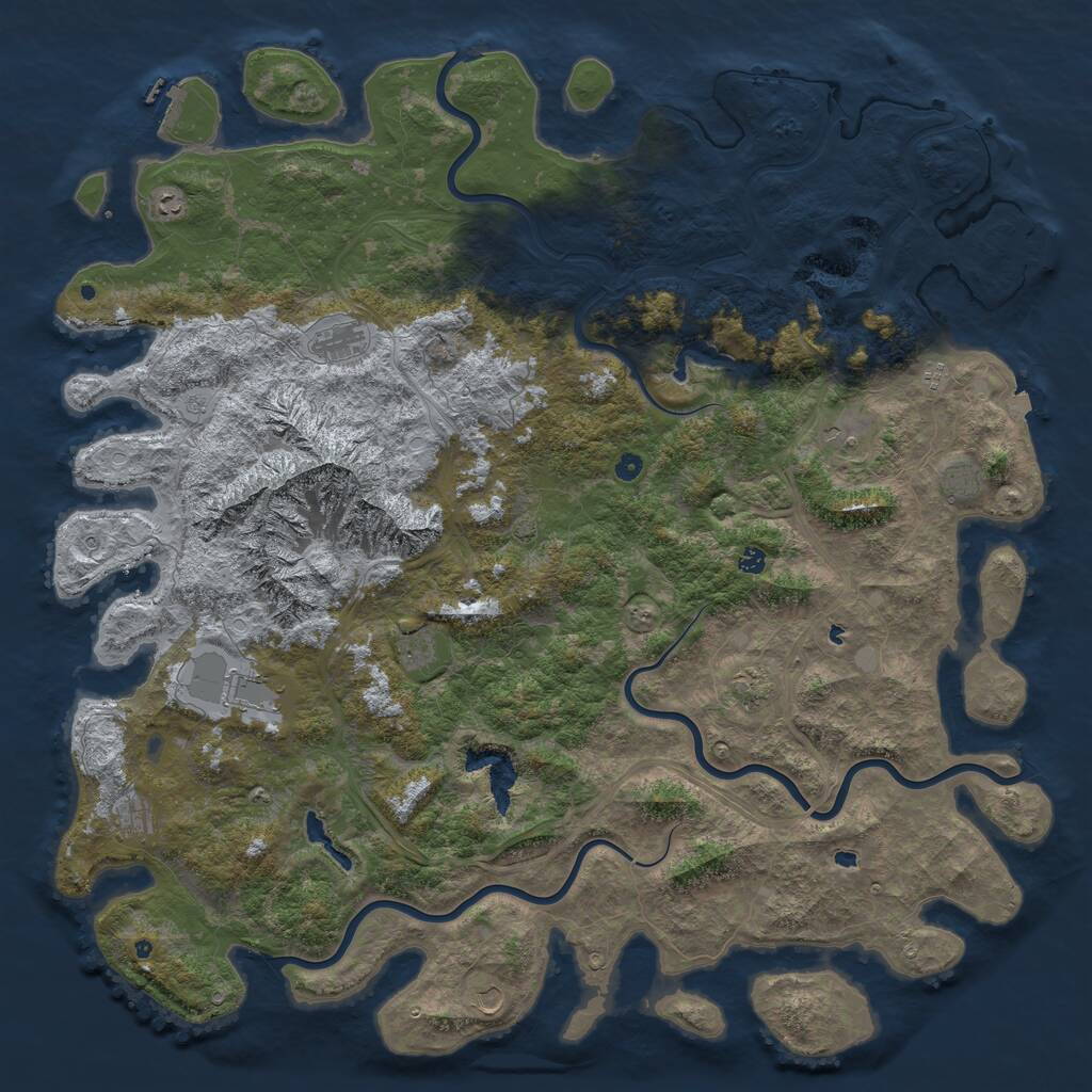 Rust Map: Procedural Map, Size: 6000, Seed: 85198, 17 Monuments