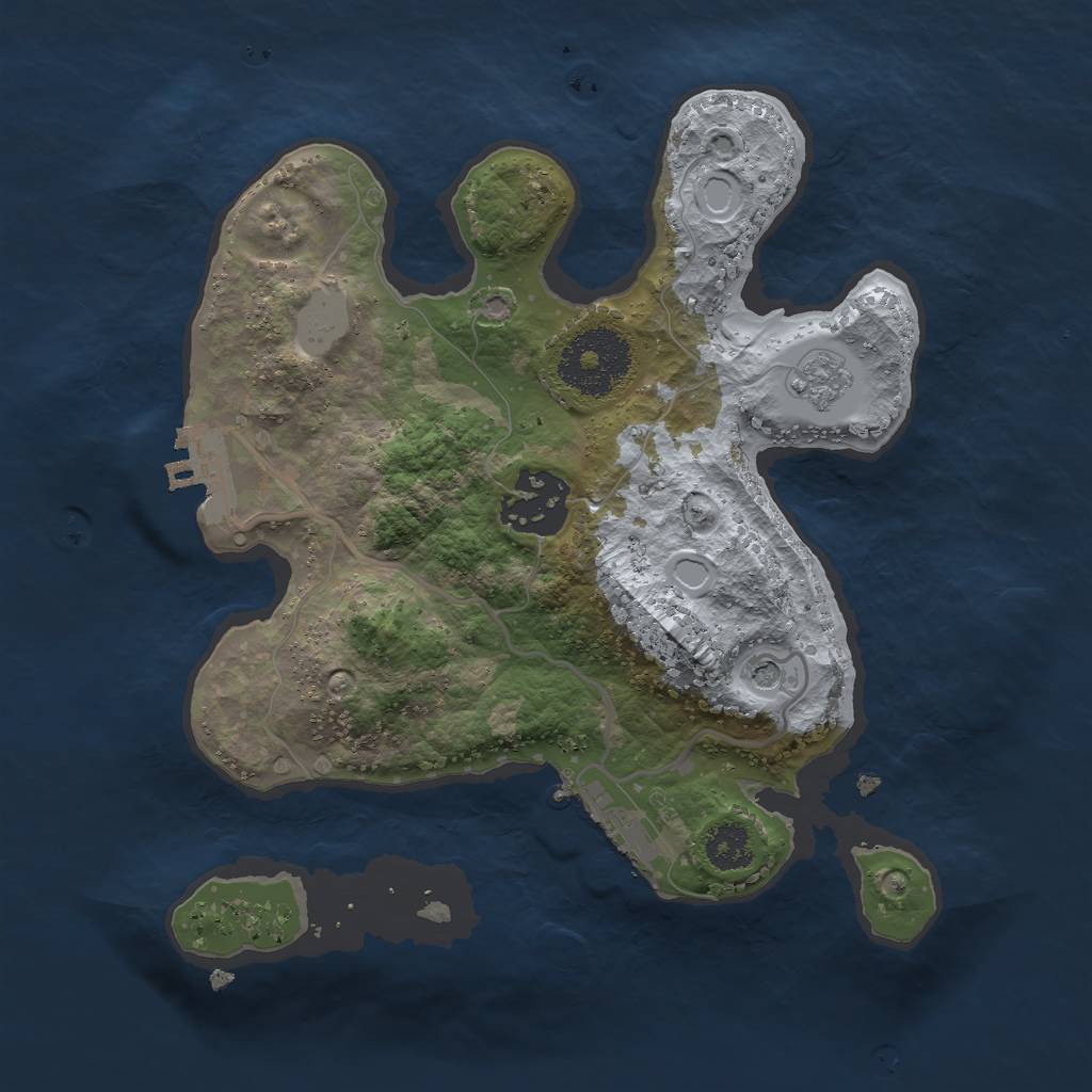 Rust Map: Procedural Map, Size: 2400, Seed: 843574738, 8 Monuments