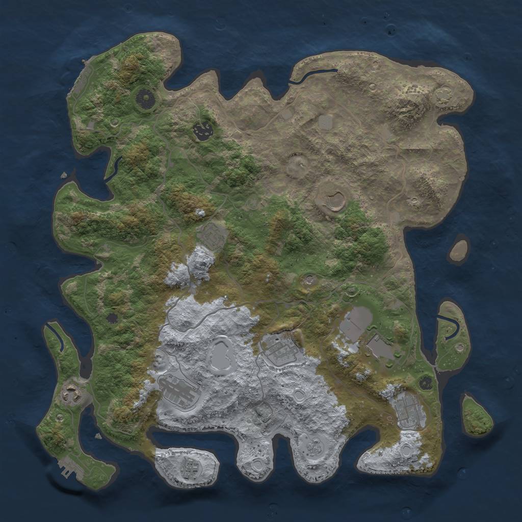 Rust Map: Procedural Map, Size: 4000, Seed: 3501263, 17 Monuments