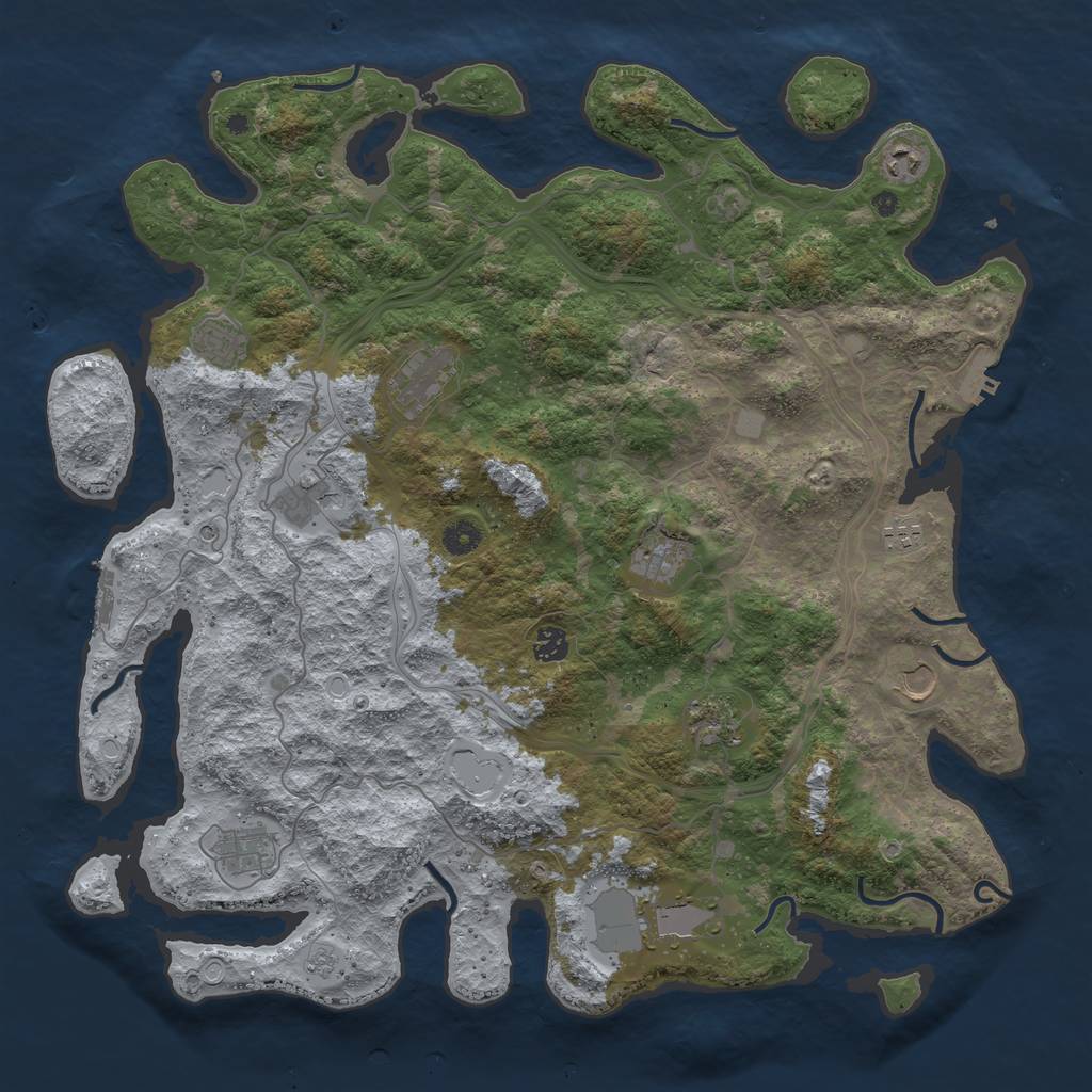 Rust Map: Procedural Map, Size: 4500, Seed: 407, 18 Monuments