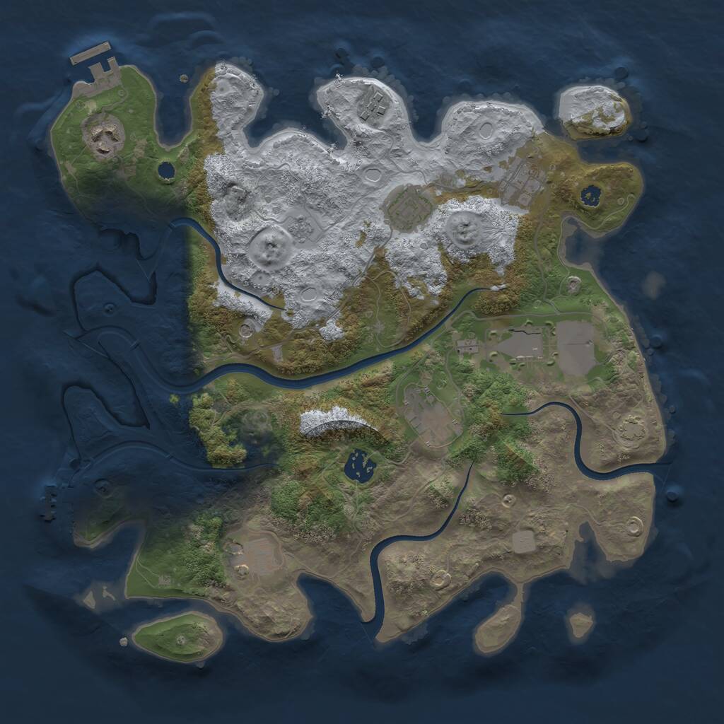 Rust Map: Procedural Map, Size: 3500, Seed: 1838935334, 14 Monuments