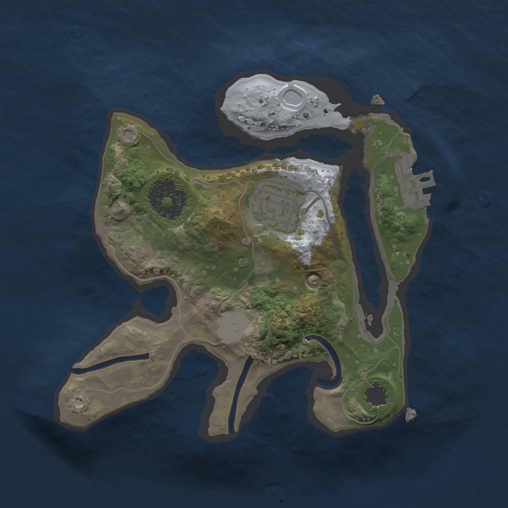 Rust Map: Procedural Map, Size: 2000, Seed: 24658, 5 Monuments