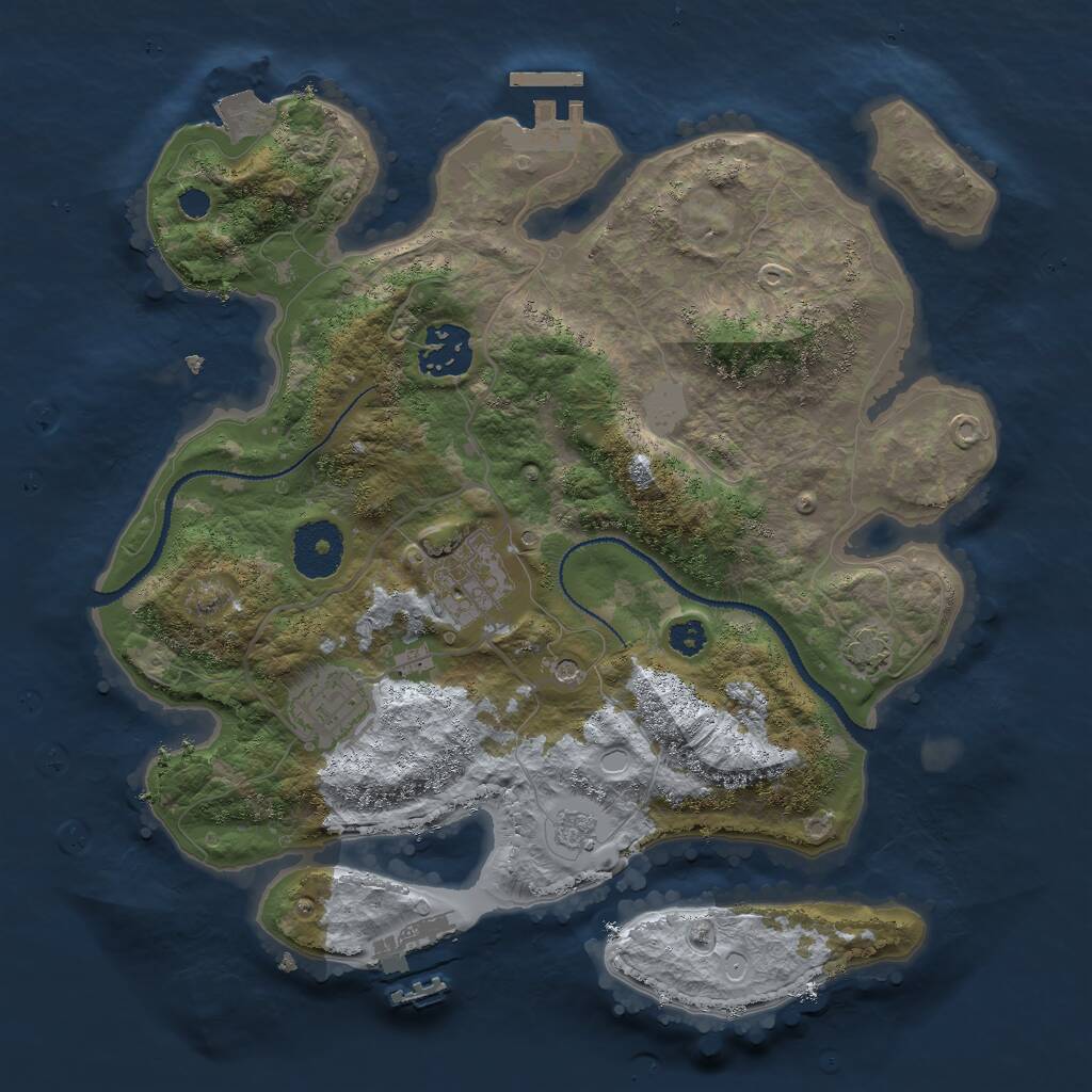 Rust Map: Procedural Map, Size: 3000, Seed: 1337221014, 9 Monuments