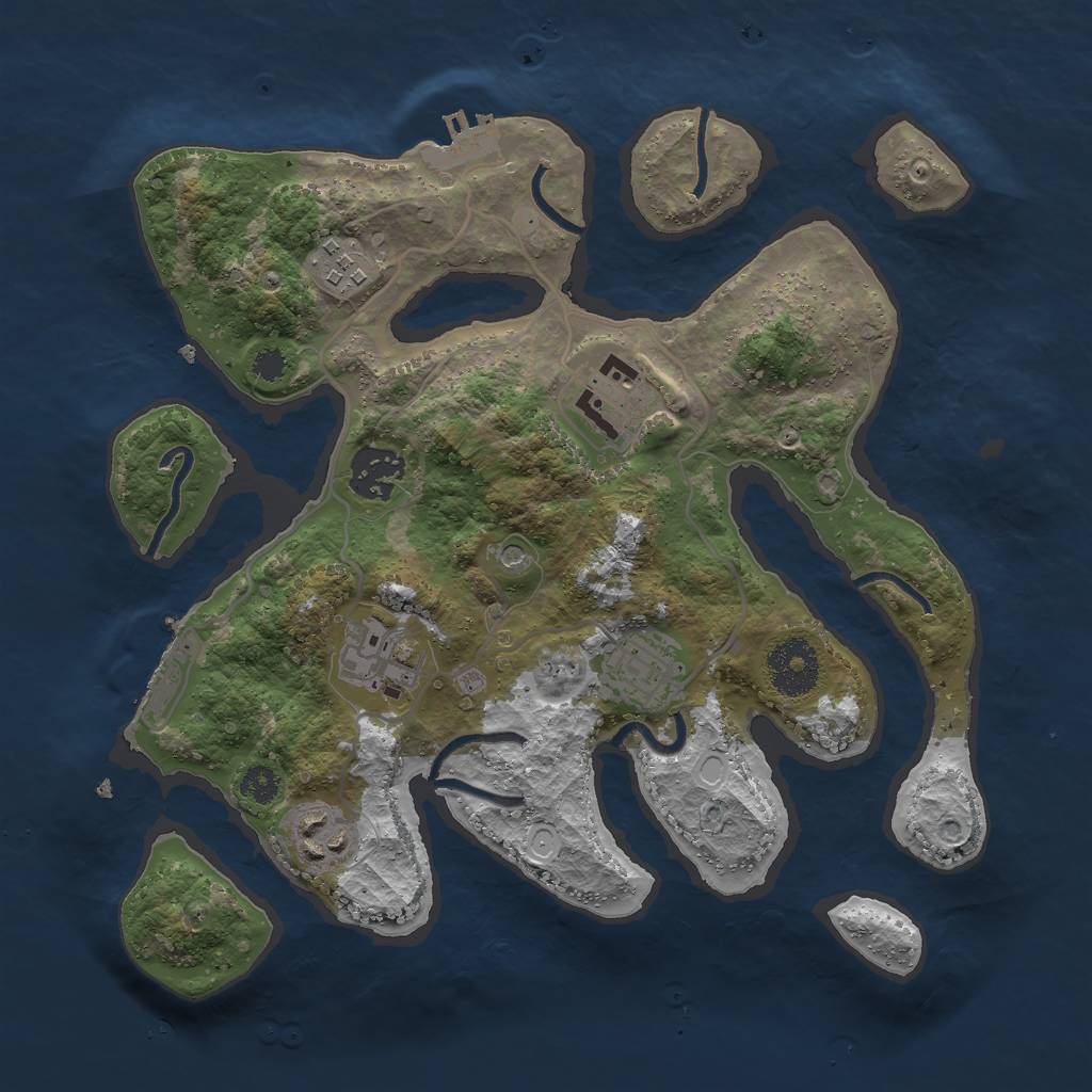 Rust Map: Procedural Map, Size: 3000, Seed: 541325, 14 Monuments