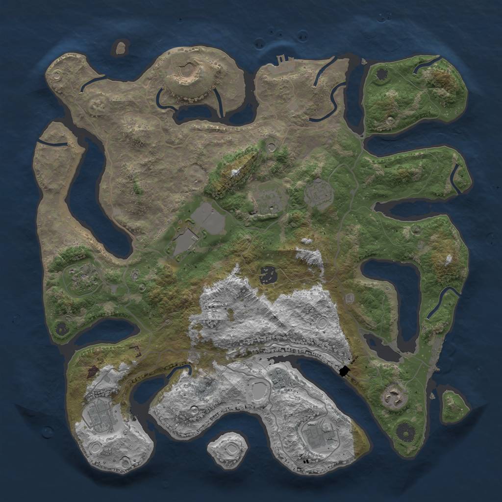 Rust Map: Procedural Map, Size: 4000, Seed: 1633154240, 18 Monuments