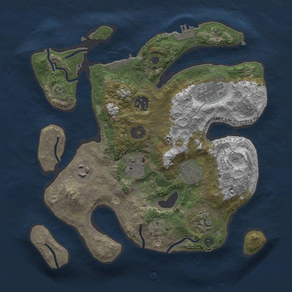 Rust Map: Procedural Map, Size: 3000, Seed: 324733680, 14 Monuments