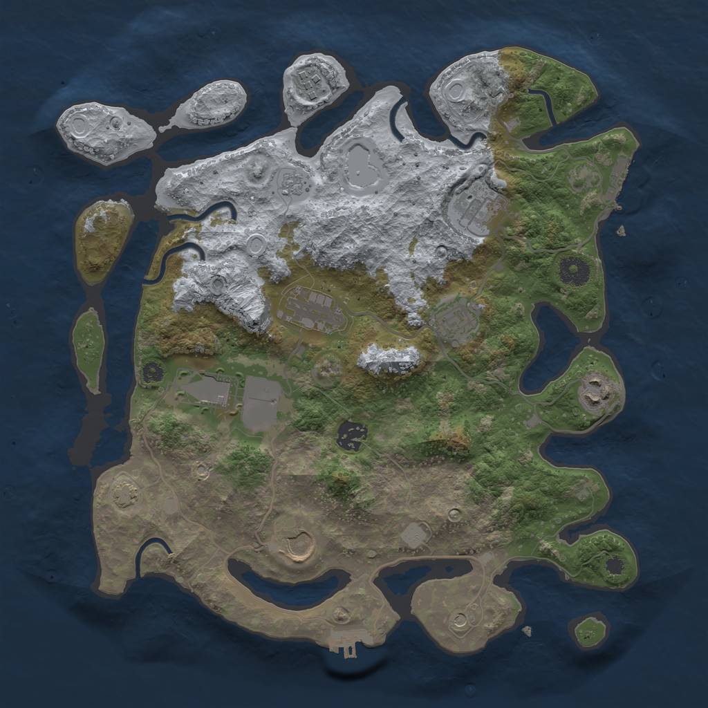 Rust Map: Procedural Map, Size: 3500, Seed: 85194950, 16 Monuments