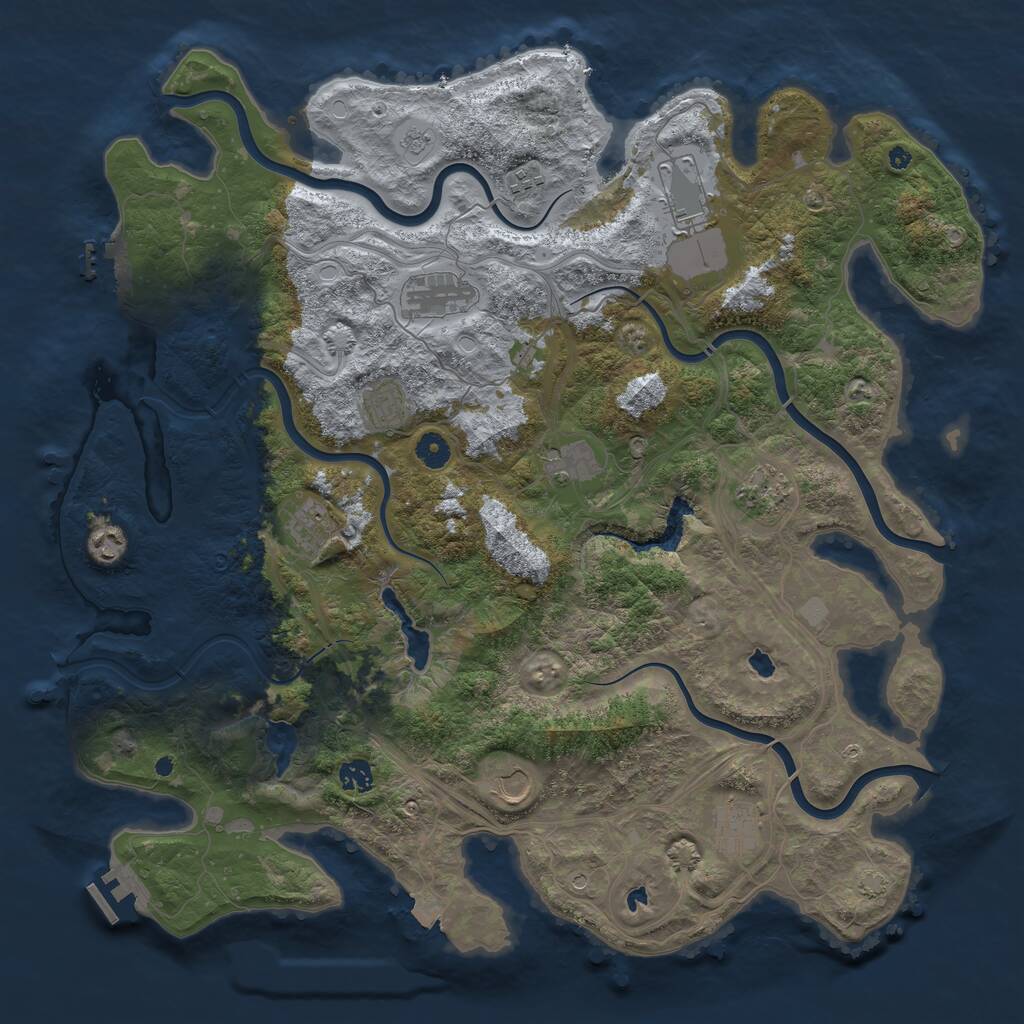 Rust Map: Procedural Map, Size: 4500, Seed: 291831860, 17 Monuments