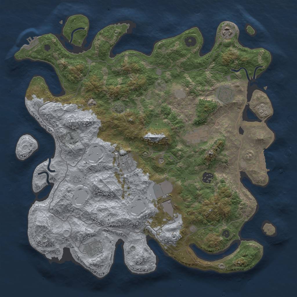 Rust Map: Procedural Map, Size: 4000, Seed: 1435627479, 16 Monuments
