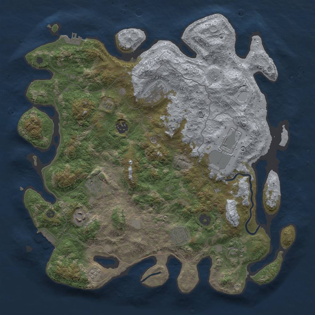Rust Map: Procedural Map, Size: 4000, Seed: 345968, 15 Monuments