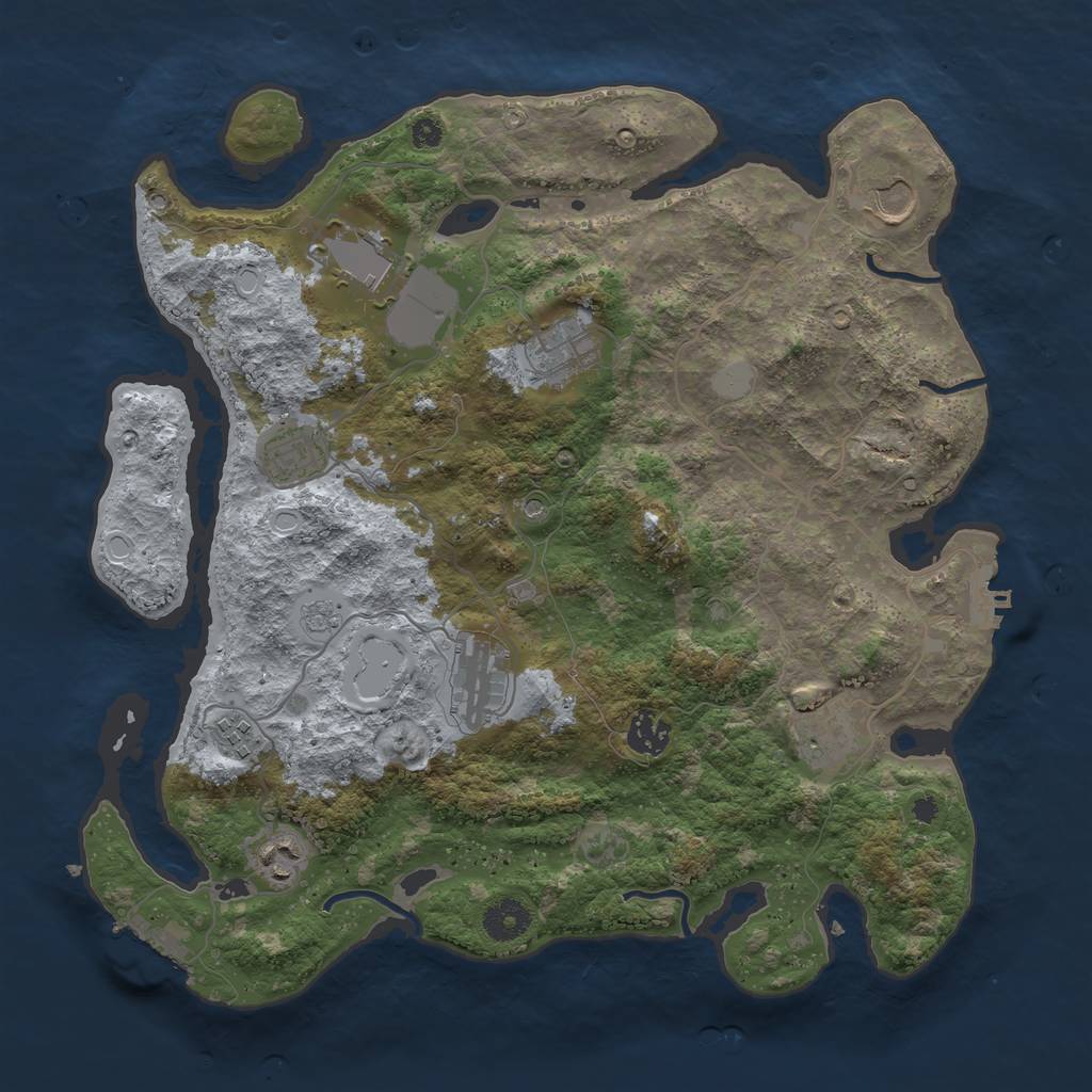Rust Map: Procedural Map, Size: 3700, Seed: 1837436686, 16 Monuments