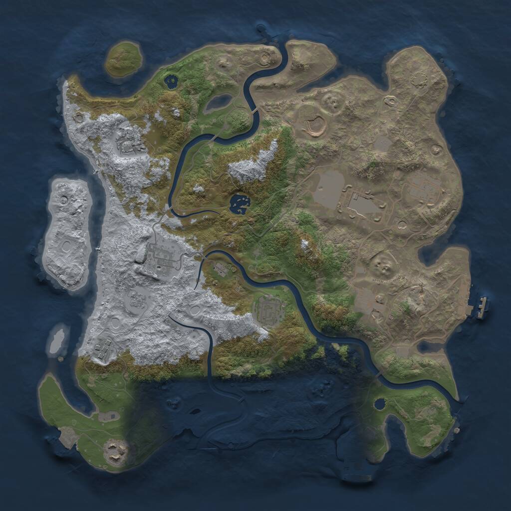Rust Map: Procedural Map, Size: 3700, Seed: 1837436686, 16 Monuments