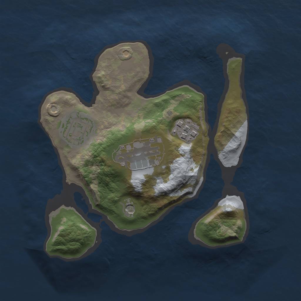 Rust Map: Barren, Size: 2000, Seed: 4, 6 Monuments