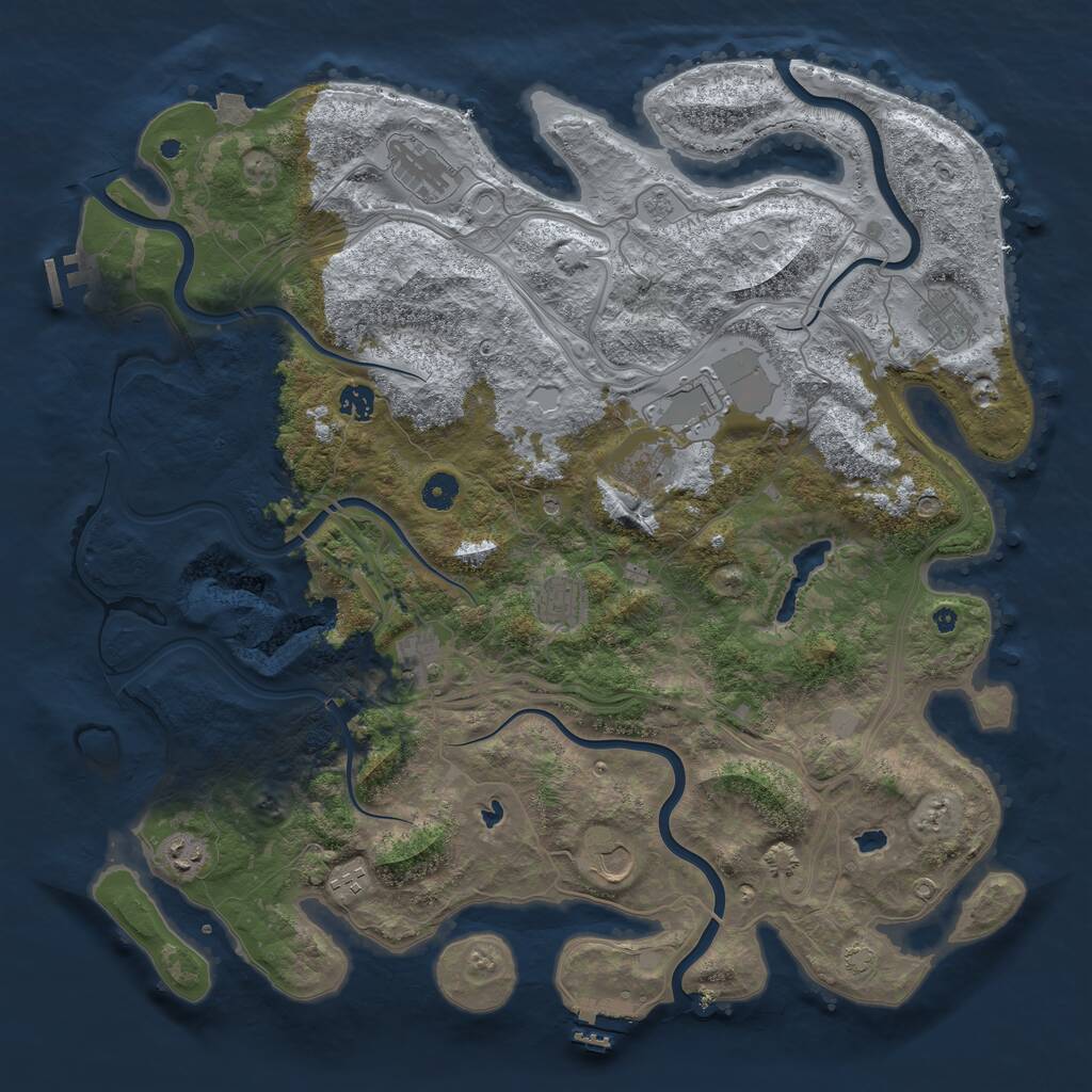 Rust Map: Procedural Map, Size: 4500, Seed: 28323243, 16 Monuments