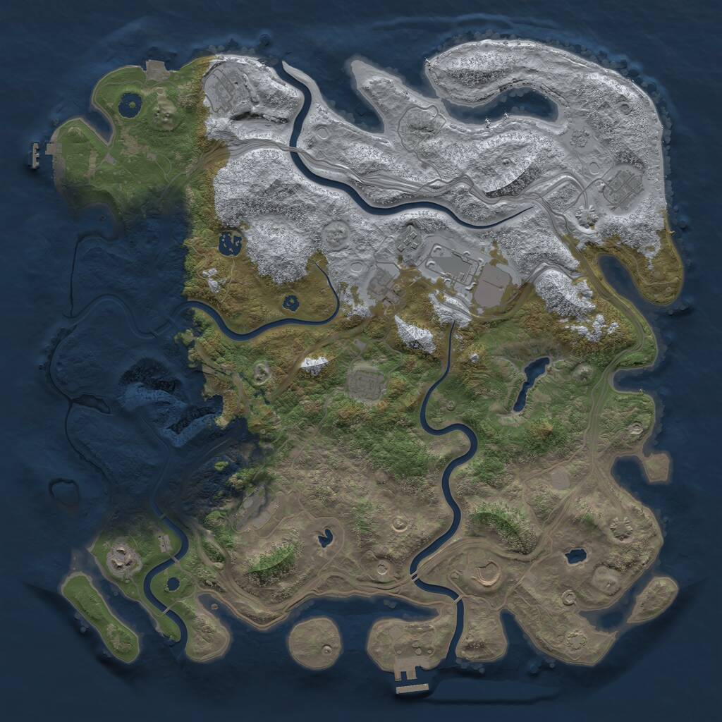 Rust Map: Procedural Map, Size: 4500, Seed: 28323243, 16 Monuments