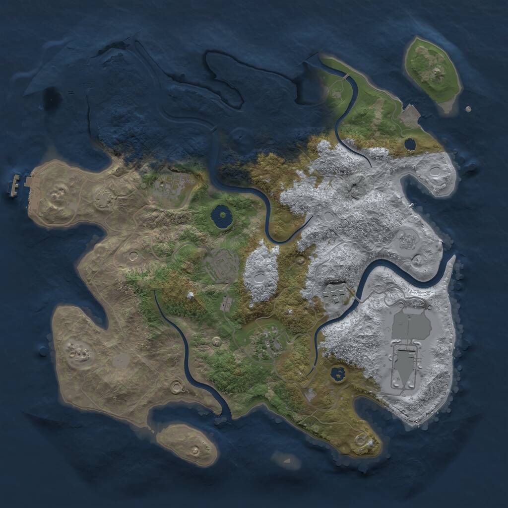 Rust Map: Procedural Map, Size: 3500, Seed: 1386494626, 11 Monuments