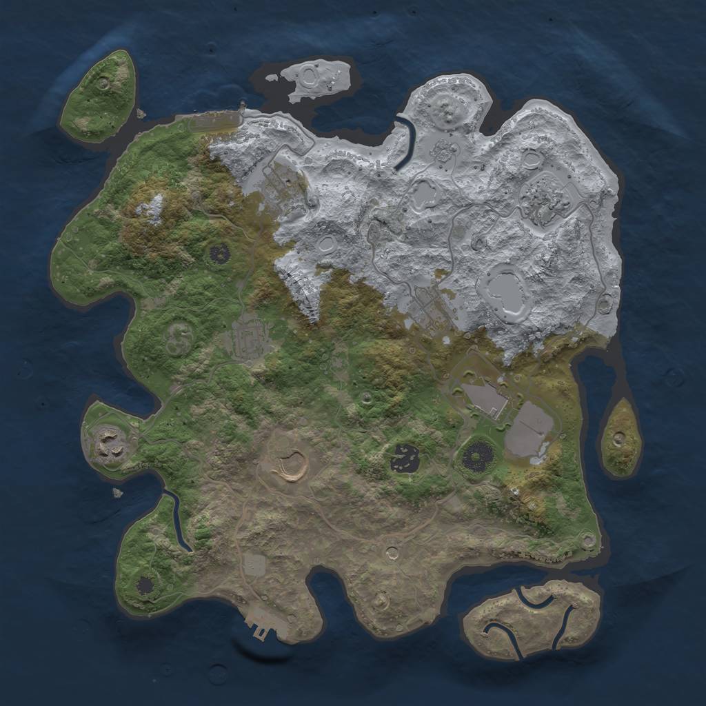 Rust Map: Procedural Map, Size: 3500, Seed: 2035813374, 15 Monuments