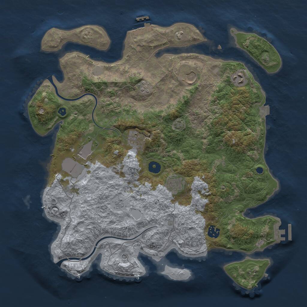 Rust Map: Procedural Map, Size: 3750, Seed: 2915058, 13 Monuments