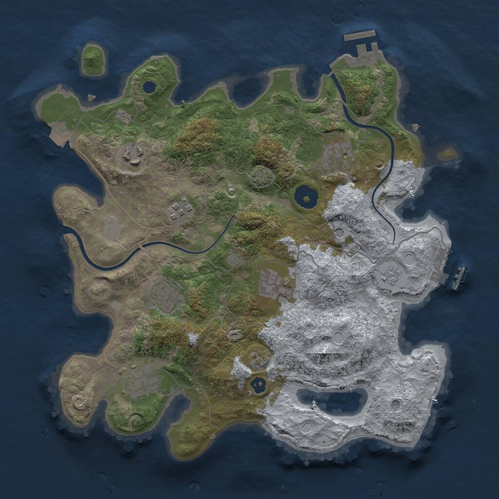 Rust Map: Procedural Map, Size: 3200, Seed: 1236547, 12 Monuments