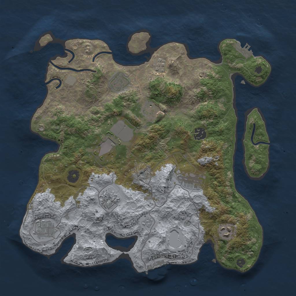 Rust Map: Procedural Map, Size: 3500, Seed: 451221, 16 Monuments