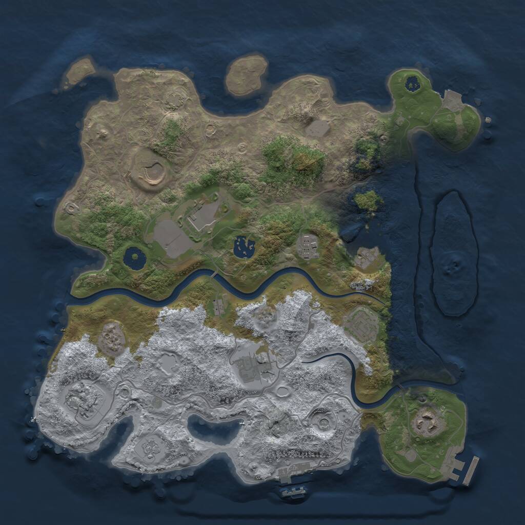 Rust Map: Procedural Map, Size: 3500, Seed: 451221, 15 Monuments