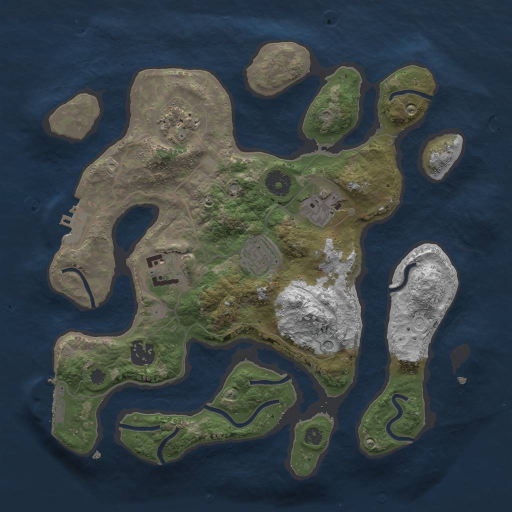 Rust Map: Procedural Map, Size: 3000, Seed: 535407163, 13 Monuments