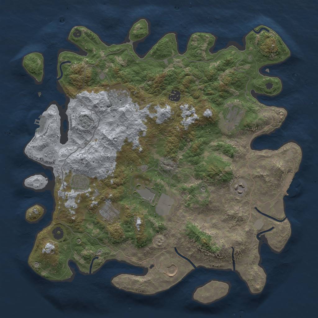 Rust Map: Procedural Map, Size: 4000, Seed: 3010, 16 Monuments