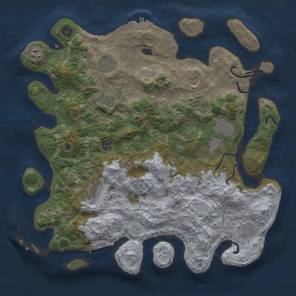 Rust Map: Procedural Map, Size: 4000, Seed: 472174448, 16 Monuments