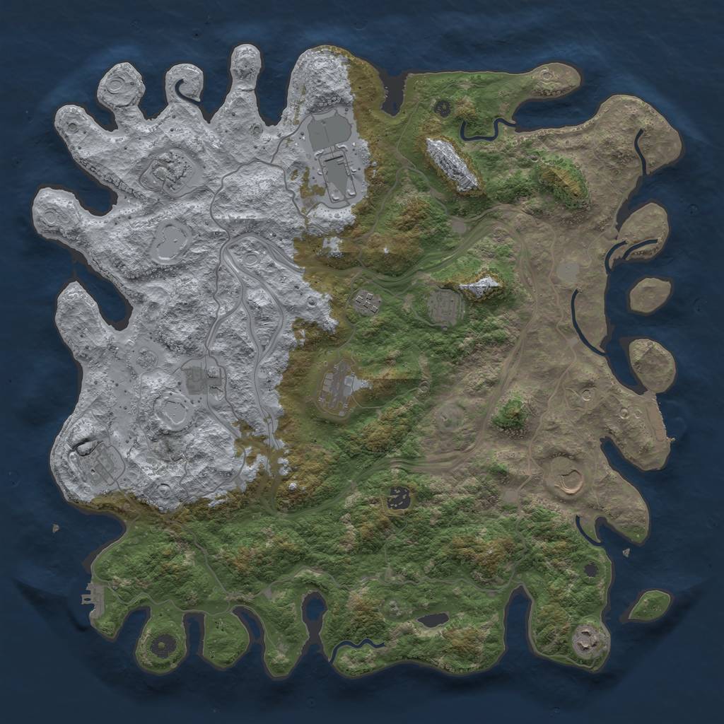 Rust Map: Procedural Map, Size: 4500, Seed: 1093712247, 17 Monuments