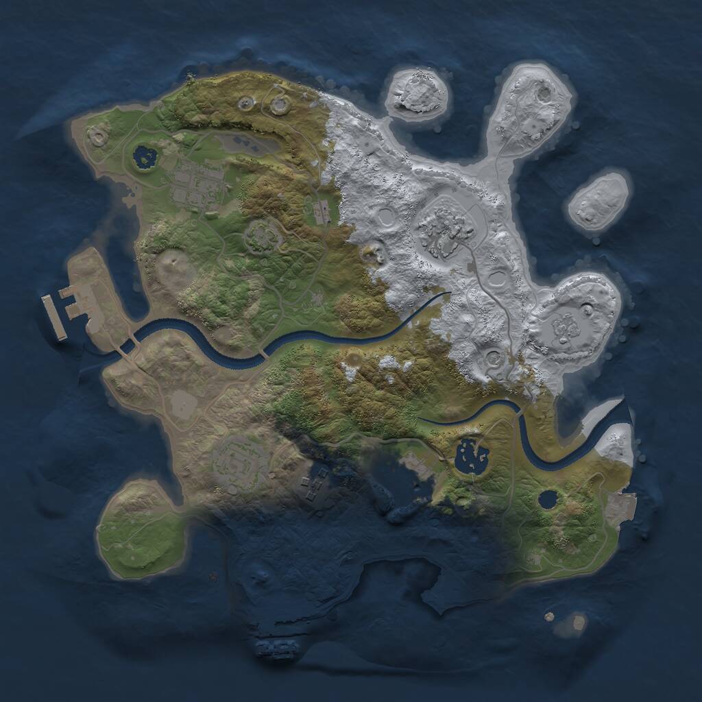Rust Map: Procedural Map, Size: 3000, Seed: 874638, 12 Monuments