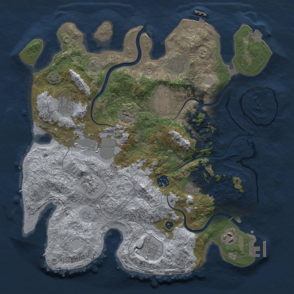 Rust Map: Procedural Map, Size: 3700, Seed: 6000, 16 Monuments
