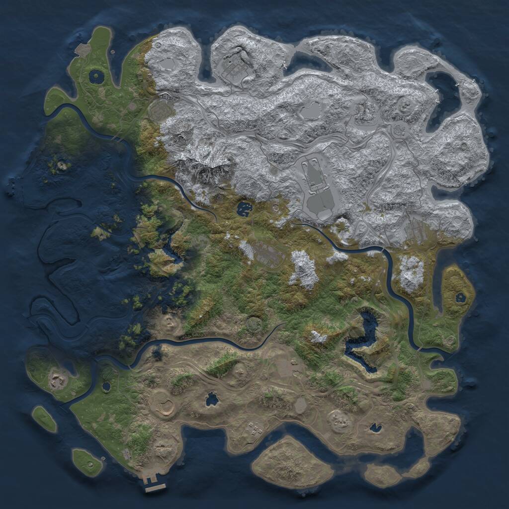 Rust Map: Procedural Map, Size: 5000, Seed: 105500, 17 Monuments