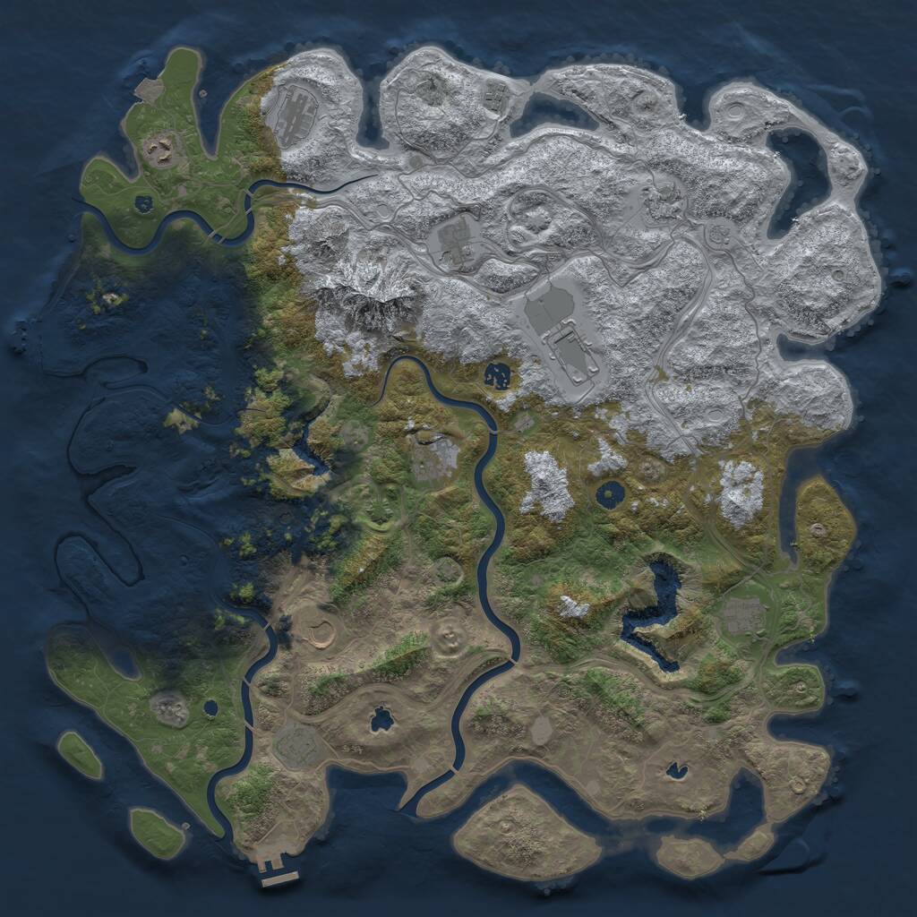 Rust Map: Procedural Map, Size: 5000, Seed: 105500, 17 Monuments