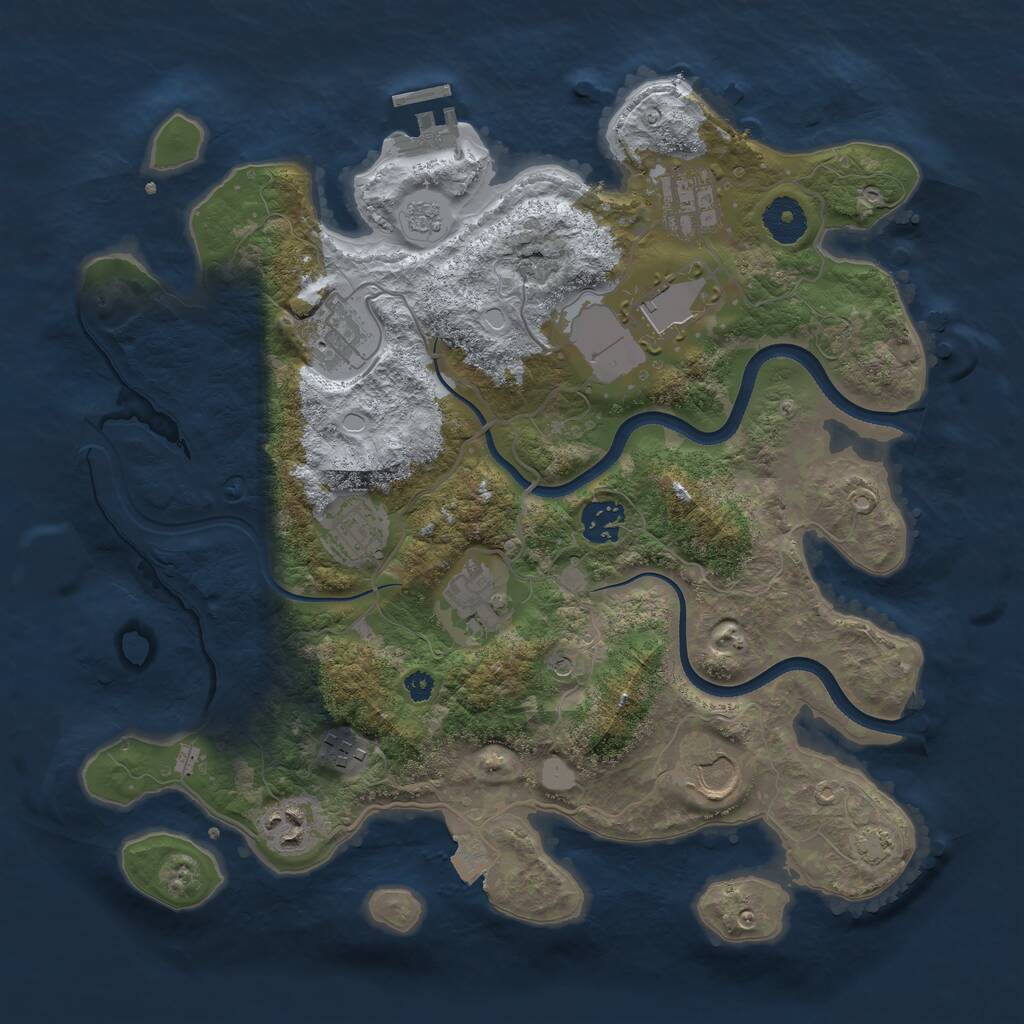 Rust Map: Procedural Map, Size: 3500, Seed: 2145650, 14 Monuments