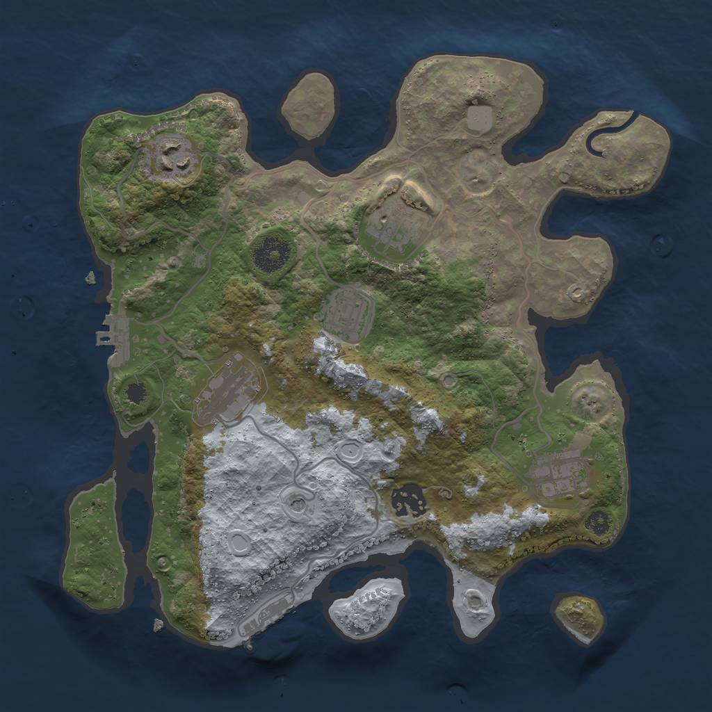Rust Map: Procedural Map, Size: 3000, Seed: 45633, 12 Monuments