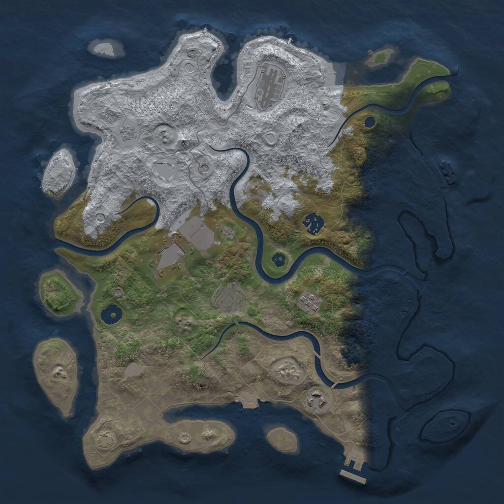 Rust Map: Procedural Map, Size: 3750, Seed: 69421, 12 Monuments