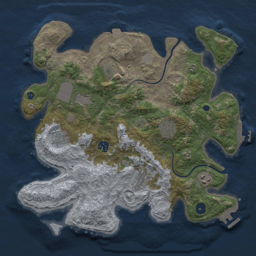 Rust Map: Procedural Map, Size: 3500, Seed: 5341010, 13 Monuments