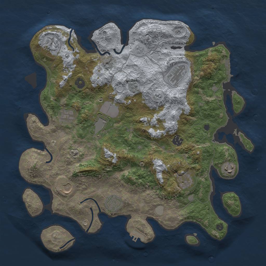Rust Map: Procedural Map, Size: 3850, Seed: 1924443815, 17 Monuments