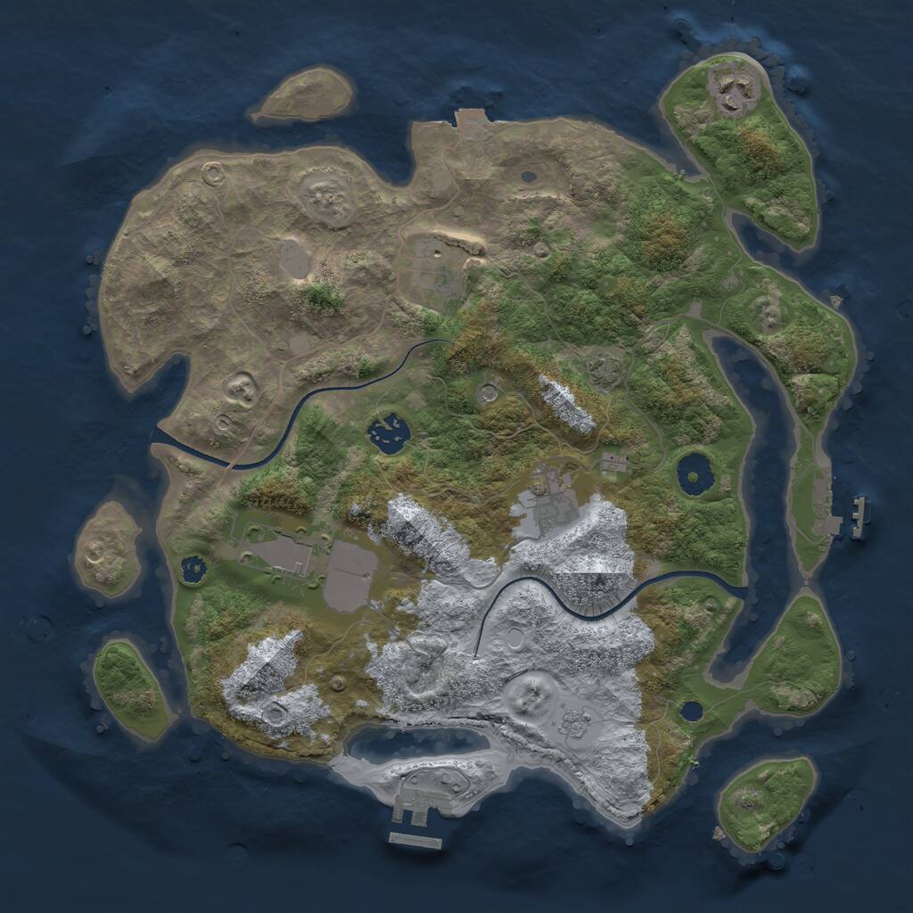 Rust Map: Procedural Map, Size: 3500, Seed: 1598690634, 11 Monuments