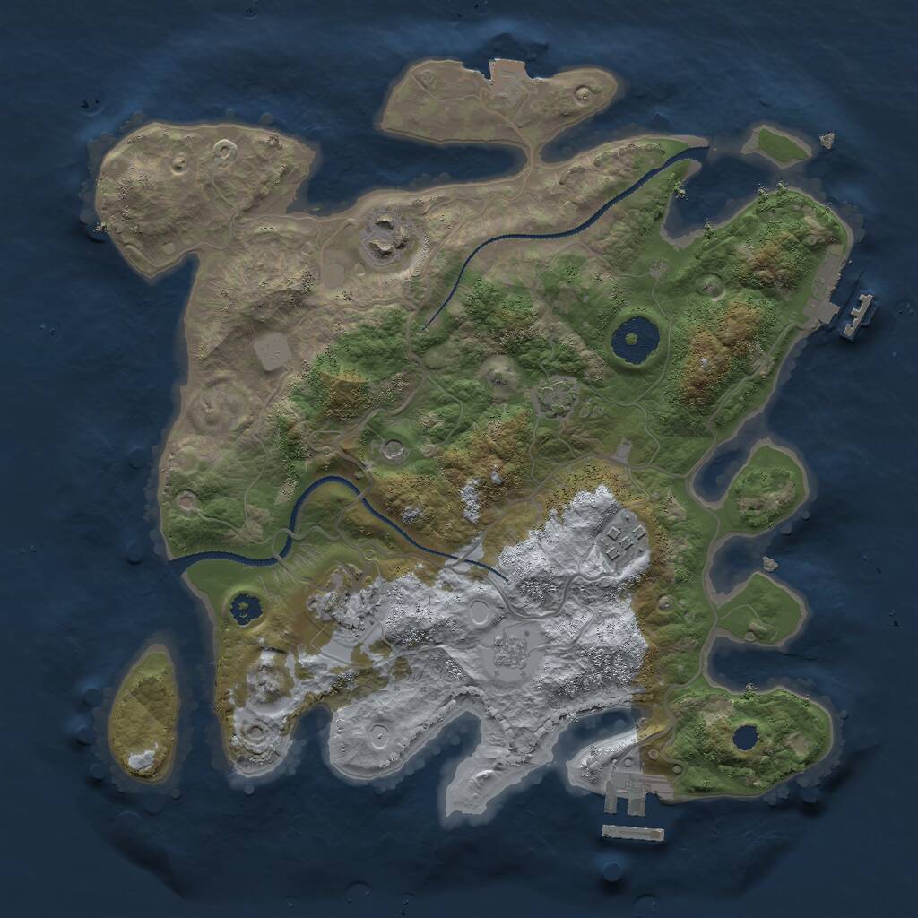 Rust Map: Procedural Map, Size: 3000, Seed: 2065227109, 9 Monuments