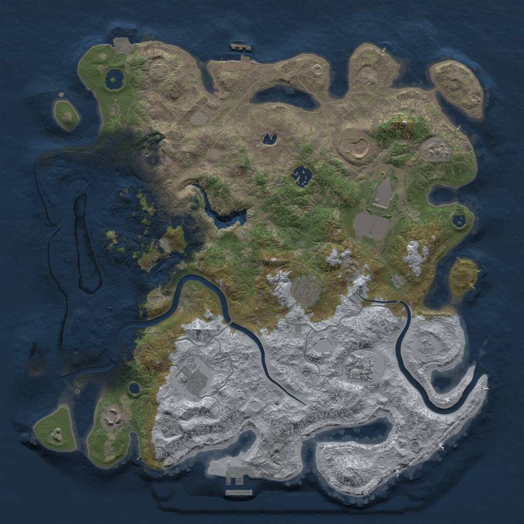 Rust Map: Procedural Map, Size: 4000, Seed: 1039281796, 15 Monuments